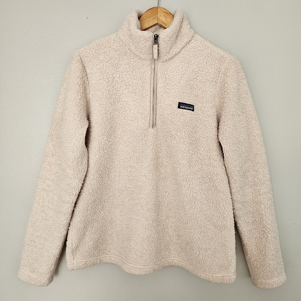 Patagonia los gatos pullover sweater mock neck 1/4 zip cream white size large